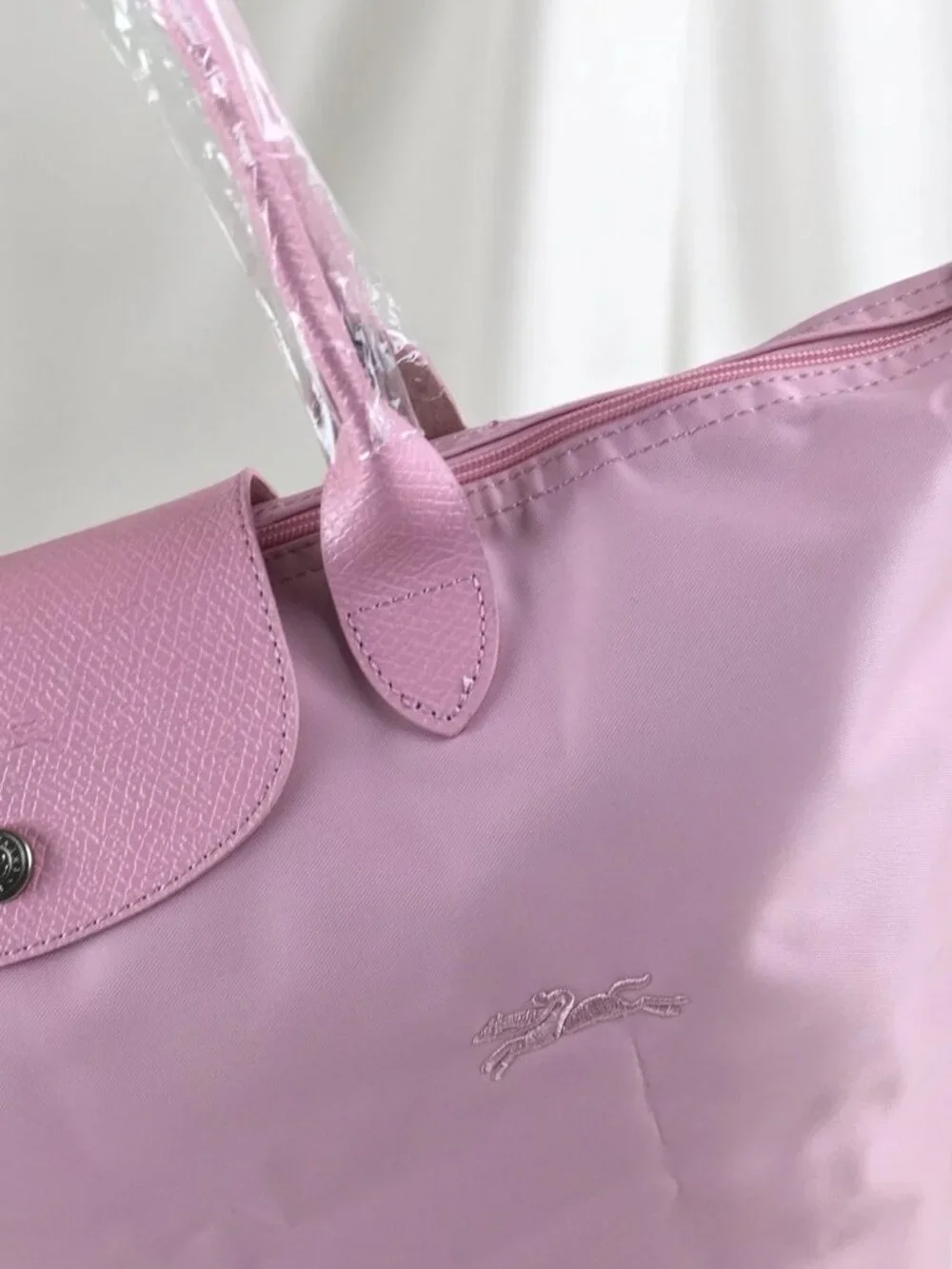 NWT Longchamp Le pliage Original Large Handbag Petal Pink Canvas Shoulder Tote L - Picture 5 of 9